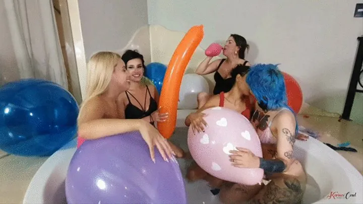 5 GIRLS DELICIOUS PARTY WITH BALLOONS AND LOTS OF HOT KISSES - NEW KC 2022 - CLIP 6