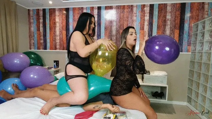 TWO MILF BLOWING BALLOONS JUMPING AND SITTING ON THE HUMAN SOFA - BY ADRIANA FULLER AND BIA MELLO - NEW KC 2021 - CLIP 2