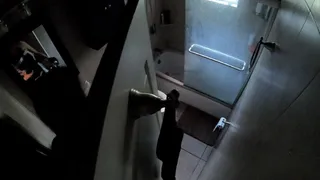 cleaning the bathroom