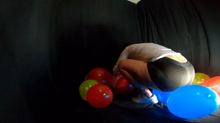 Sitting on balloons side view