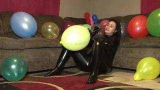 popping balloons in a bodysuit