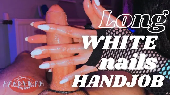 Long White Nails Handjob