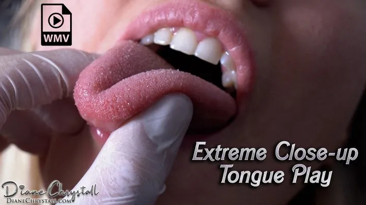 Dentist tongue play in xtreme closeup