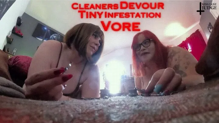 Cleaners Devour Tiny Infestation Vore - - Featuring Rebel Rocker and Jane Judge in this ravenous vore scene by giantess maids cleaning a house and hoping to get every last tiny in their big bbw bellies with lots of mouth fetish shots on Science Fric