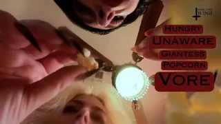 Hungry Unaware Giantess Popcorn Vore - - featuring Megan Daw and Jane Judge, a casual mukbang with eating, facestuffing, mouth, tongue and teeth fetish, big tits dangling over your tiny body, and lots of crunchy delicious popcorn being devoured on Scie