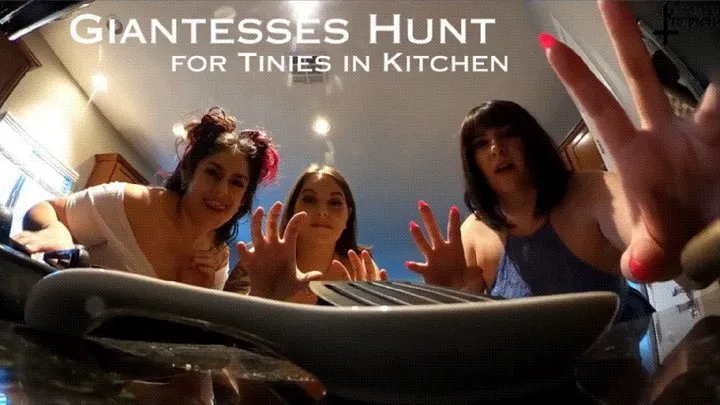 Giantesses Hunt for Tinies in Kitchen - a Vore Unaware video featuring Sydney Screams, Virah Payam, and Jane Judge with Biting, Mouth and Teeth Fetish, Cooking, Eating, Food, and sexy BBW babes dangling you over their open mouths!
