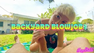POV Backyard Blowjob with Cute Blonde