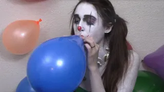 Latex Clown Girl Popping Balloons