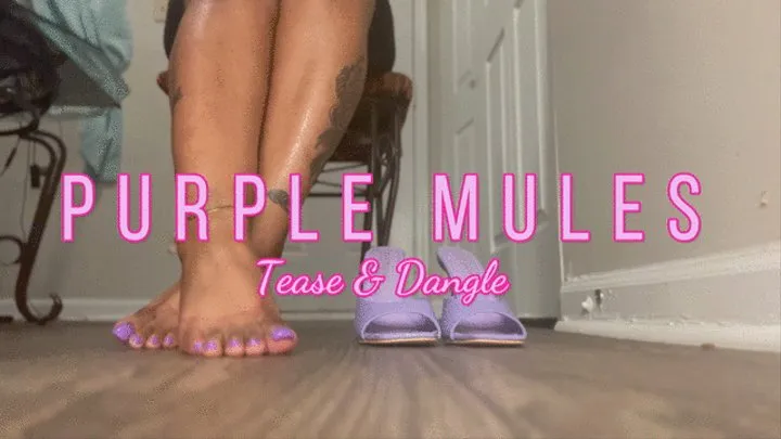 Purple Mules Tease and Dangle