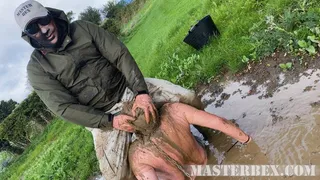 Dragging a new slave into mud - Master Bex