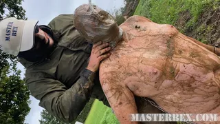 Face slapped smothered and plastic bag in mud - Master Bex