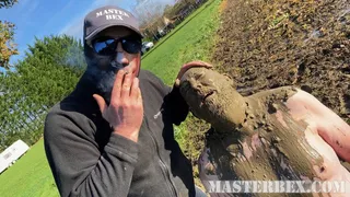 A muddy human ashtray - Master Bex