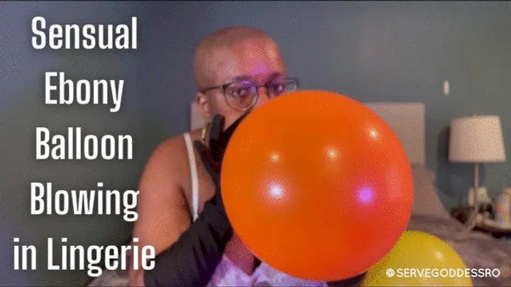 Sensual Ebony Balloon Blowing in Lingerie - Royal Ro