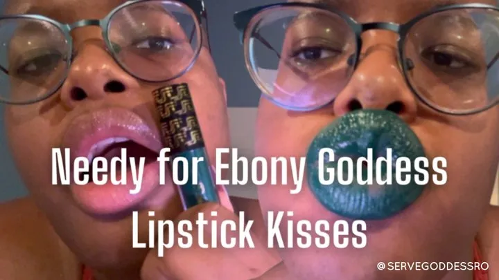 Needy For Ebony Goddess Lipstick Kisses - Royal Ro close up plexiglass kissing fetish