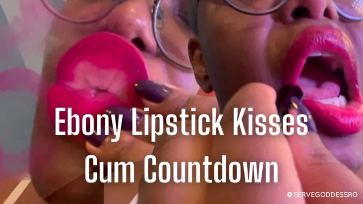 Ebony Lipstick Kisses Cum Countdown - Royal Ro closeup red lips mouth fetish