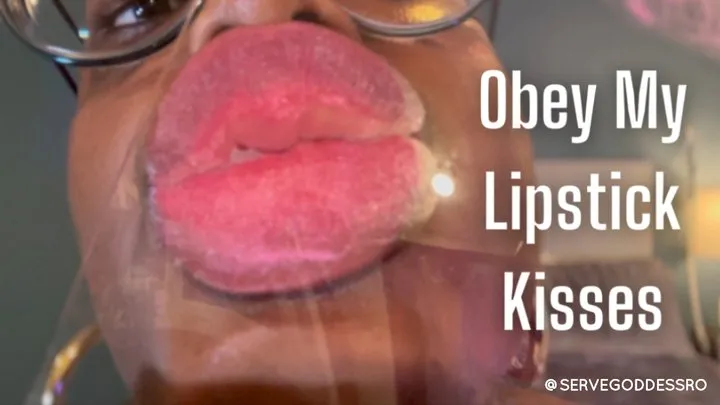 Obey My Lipstick Kisses Royal Ro - lipstick fetish, slave training, ebony lips, lingerie, kissing fetish