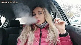 Smoking a cigarette in the car