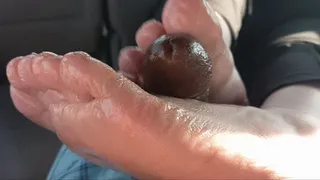 Lucky footjob handjob cumblast