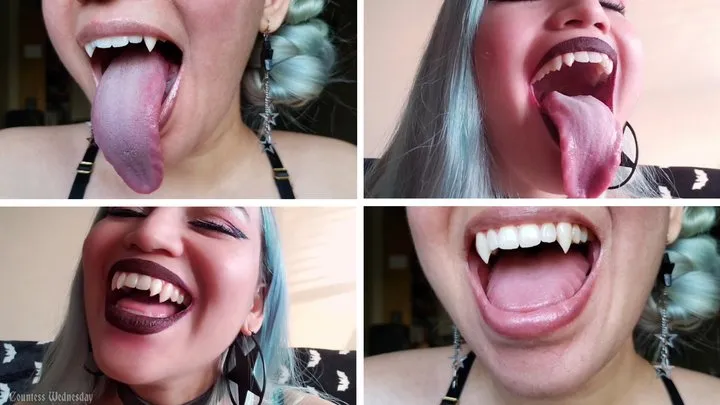 Vampire Mouth Tour JOI Compilation with Demoness Countess Wednesday - Long Tongue, Teeth Fetish, Lip Fetish, Vore