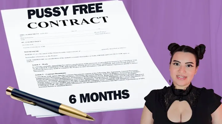 Pussy Free Pledge Contract - Real 6 Month Pussy Free Guidance by Countess Wednesday - Pussy Denial, Sexual Rejection, Loser Porn, and Loser Lifestyle