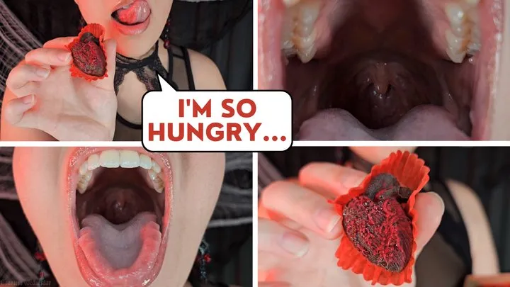 Eat Your Heart Out - Vore Giantess Countess Wednesday Turns You into Her Tiny Meal as You Watch Her Eating & Swallowing Hearts of Tinies - Ft Mouth Close Up, Biting, Chewing, Licking