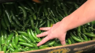 sensually handling produce are the suppermarket