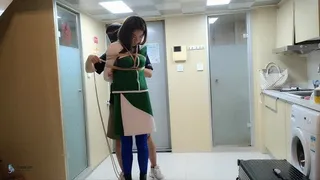 Green uniform girl's bondage orgasm (Chinese model DanWei)