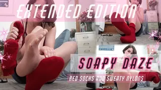 *Extended Edition* Red socks and hot sweaty nylons, smell my feet!