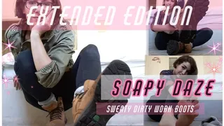 *Extended Edition * Taking of dirty sweaty boots, making sweaty footprints!