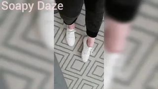 Mistress removes extra sweaty sneakers