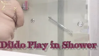 Dildo Play in the Shower suck and fuck