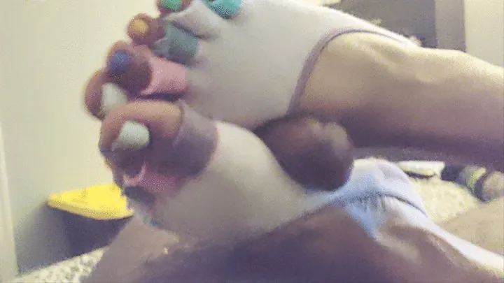 Footjob multicoloredtoesocks