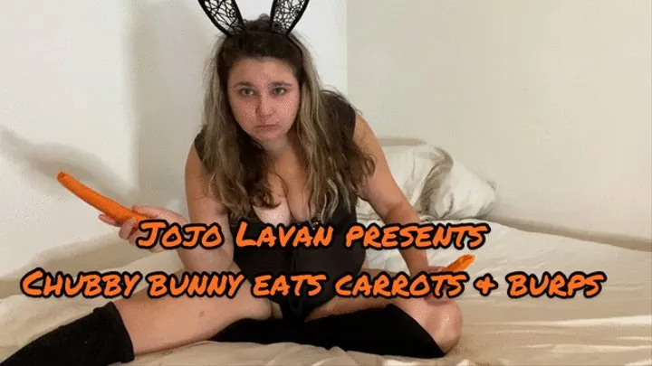 Chubby bunny eats carrots & nasty burps