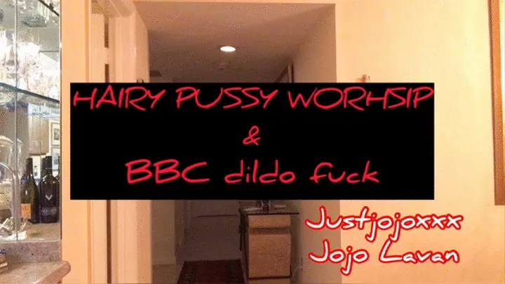 Fucks hairy pussy with BBC Dildo