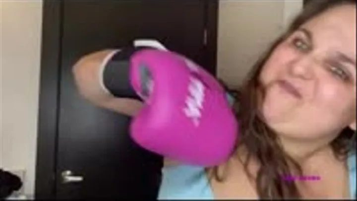 New hot pink boxing gloves!! belly & tit punches!