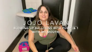 Blowing up balloons with machine & bouncing them to pop! huge tits bouncing!