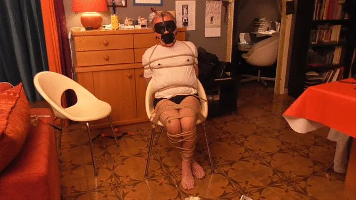 Man tied muzzled,blindfolded and teased by Lorna
