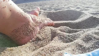 Sandy Barefeet Soles in the Beach