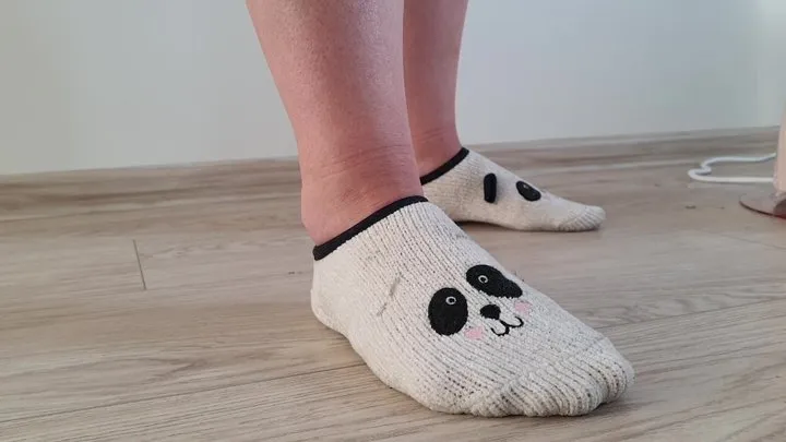 Unaware Giantess Steam Ironing in Panda Socks