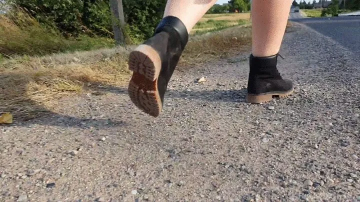 Giantess in Timberland Boots Crushing Pebbles&Rocks #3