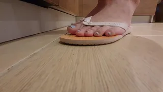 Unaware Kitchen Cleaning in Flip Flops and Barefoot 2