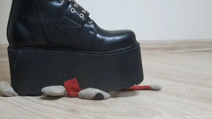 Plushie Stomped Flat with Platform Boots