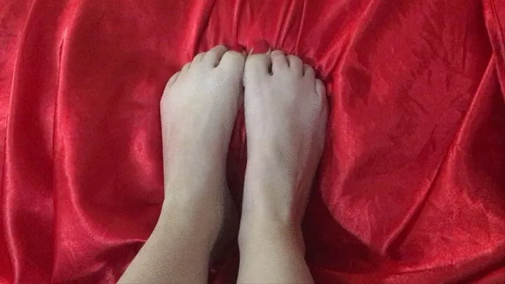 Foot Goddess With Shiny Red Toenails Spreading, Scrunching and Wiggling For You!