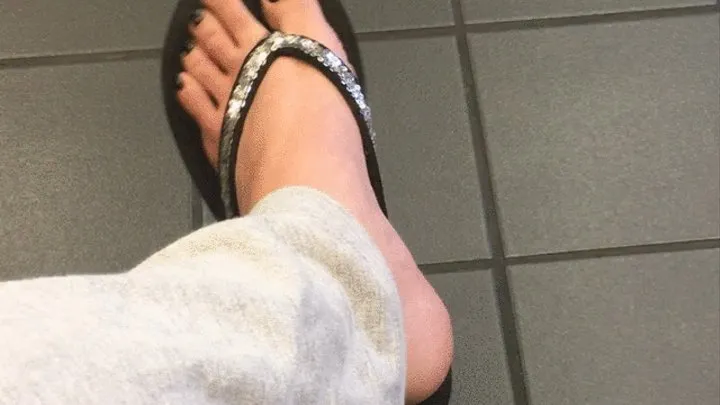 Shoeplay and Shoe Dangling in my Flip Flop Sandals in Public Waiting Room