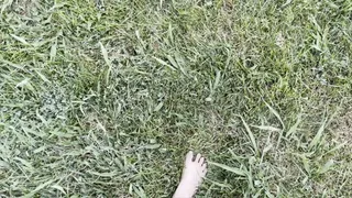 Sexy Foot Goddess D Walking Barefoot Through the Grass and on the Street - Includes Toe Scrunching, Spreading and Wiggling and a Peek at D's Sexy Soles at the End
