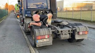 Public spontaneous quicky on the truck line - fuck me please but please WITHOUT