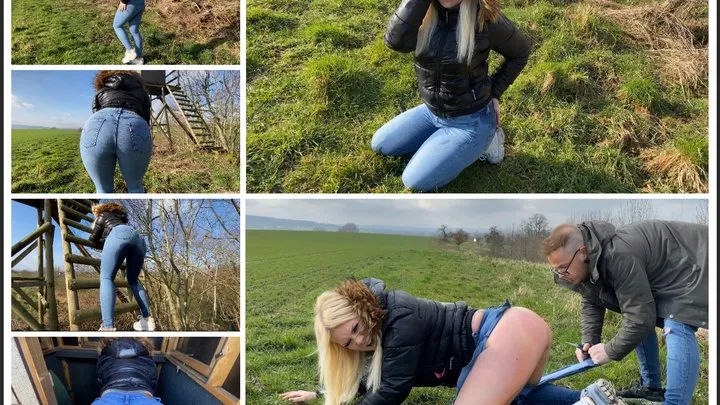 Forbidden outdoor jeans Piss Fetz Spermaarsch - finally dirty again in the high chair