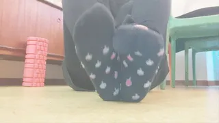 Showing off my feet while chatting with my friends