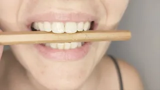 Crushing a pencil with my strong teeth