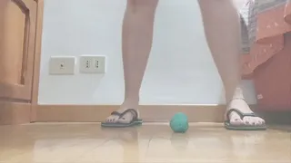 Crushing playdoh barefoot